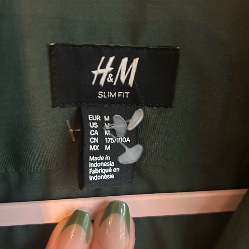 H&M Men's Button down Green Shirt size medium - Picture 5 of 5